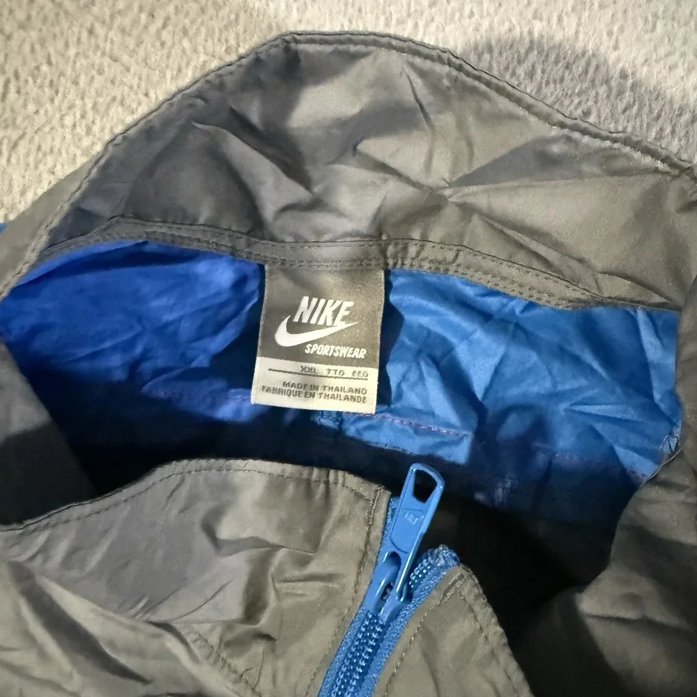 VTG Nike 1/4 Zip Anorak‎ Windbreaker Grey Pullover Jacket Swoosh Men's Size XXL